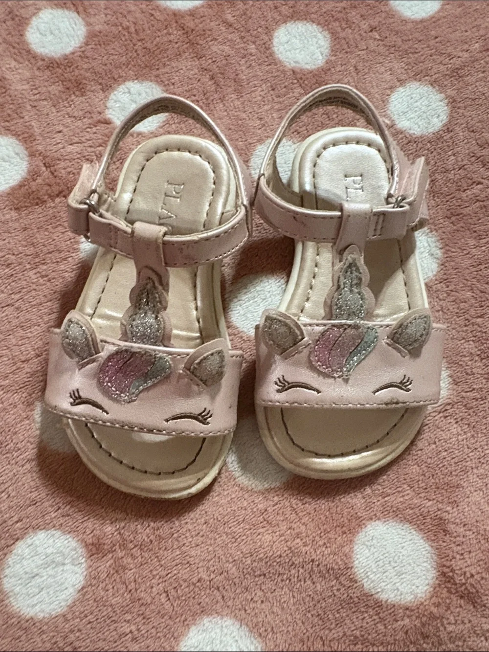 The Children's Place Pink Unicorn Glitter Strap Sandals